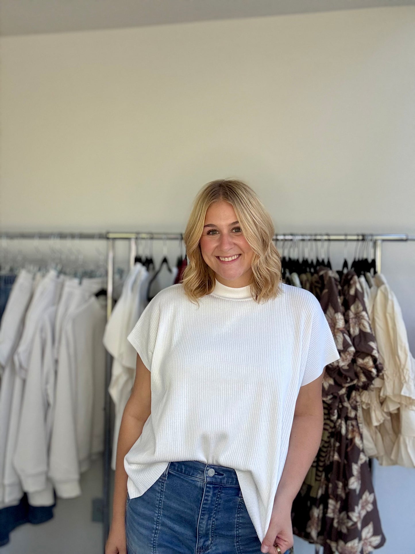Maria Mock Neck Sweater Top