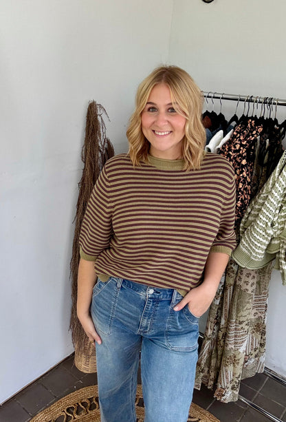 Melissa Stripe Half Sleeve Sweater