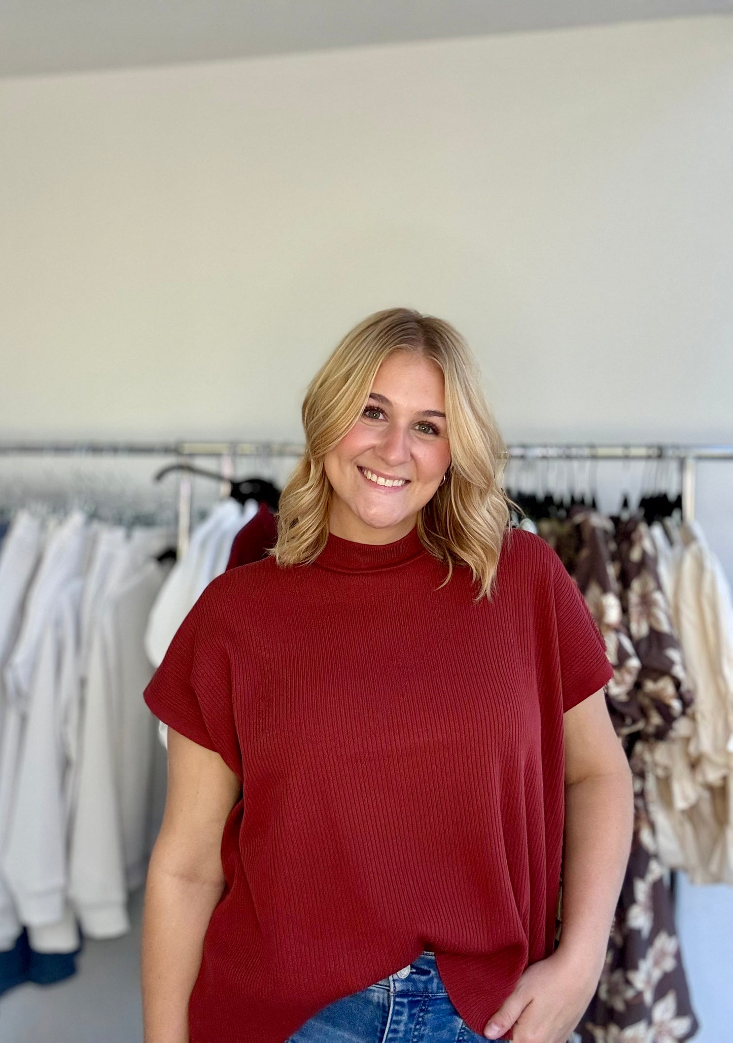 Maria Mock Neck Sweater Top