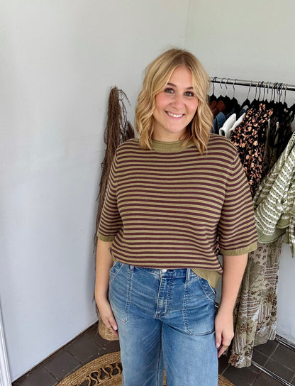 Melissa Stripe Half Sleeve Sweater