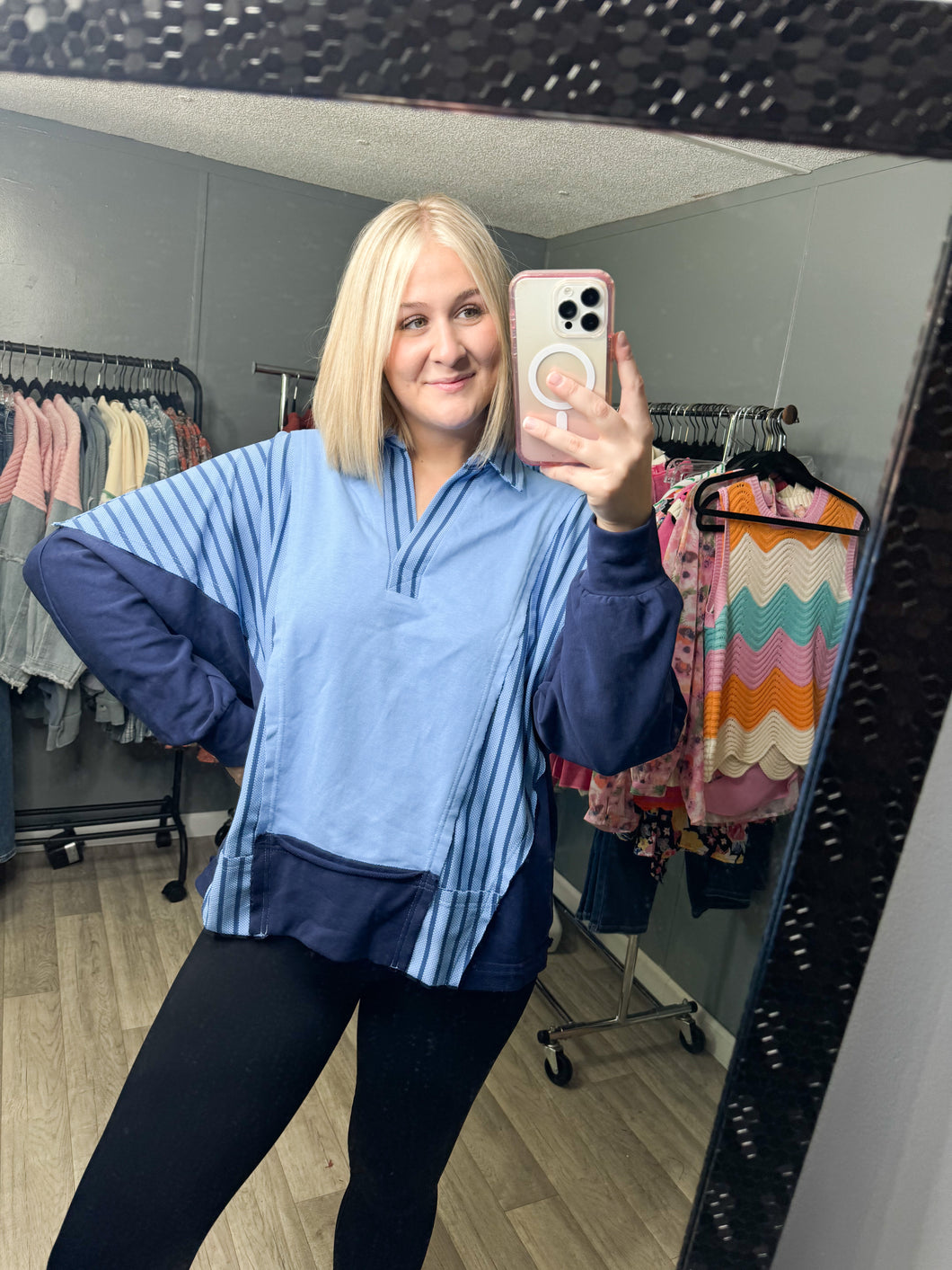 Gracie Colorblock Striped Print Top