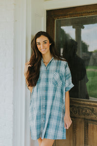 Grace Plaid Collard Button Up Dress