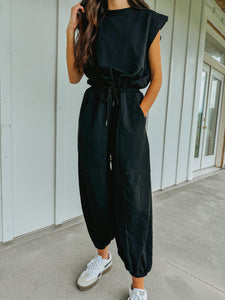 Chloe Solid Round Neck Sleeveless Oversized Jumpsuit