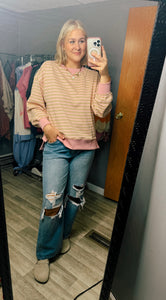 Carly Stripe Comfy Casual Oversized Top