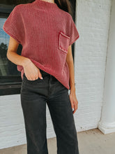 Charlotte Washed Mock Neck Short Sleeve Sweater