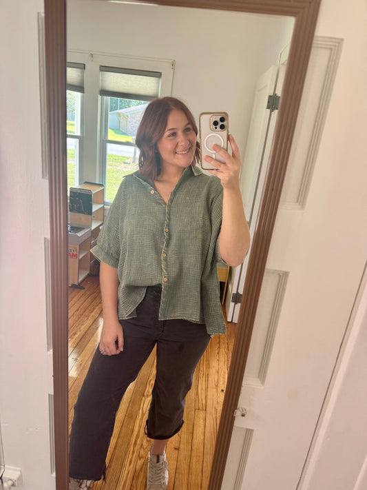 Acid Wash Button Up Top